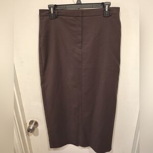 Alex Marie NWT Josie Long Brown Pencil Skirt Sz 10 Easy Care Career Academia